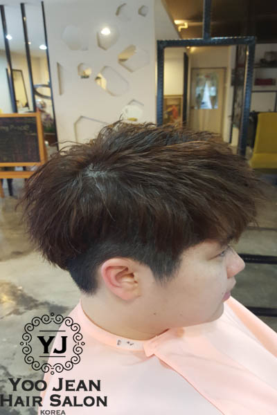 Spiky perm with two block hair cut